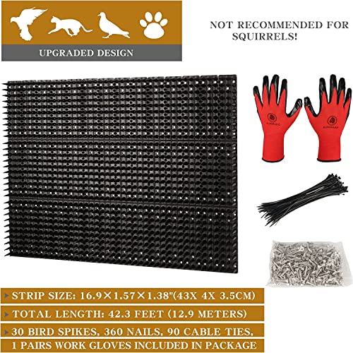 Bird Spikes 30 Packs Outdoor Cat And Bird Deterrent Spikes, Defender Spikes - Keep Pigeon, Cat & More Birds Away From Fences And Roof, Anti Theft Climb Strips (2023 Upgraded | 42.3 Feet) #TOP3