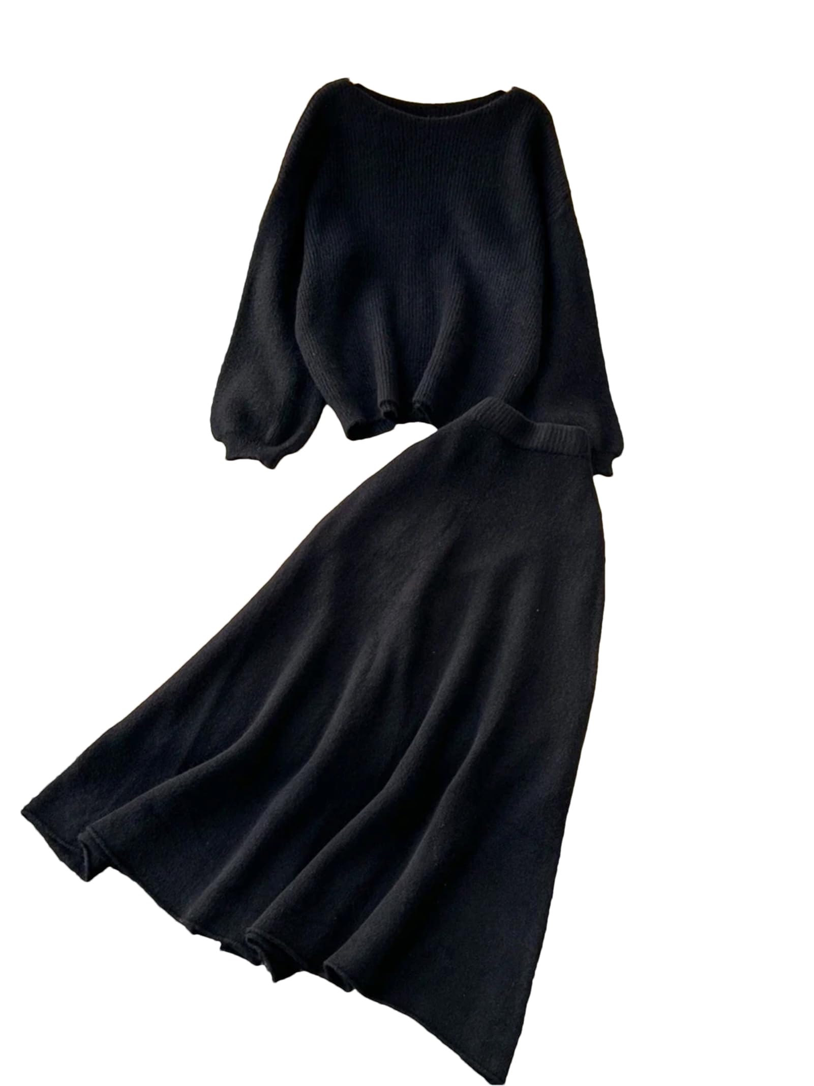 Maglione da donna 2 pezzi set inverno sciolto top + gonna elastica in vita da donna basic gonna abiti casual