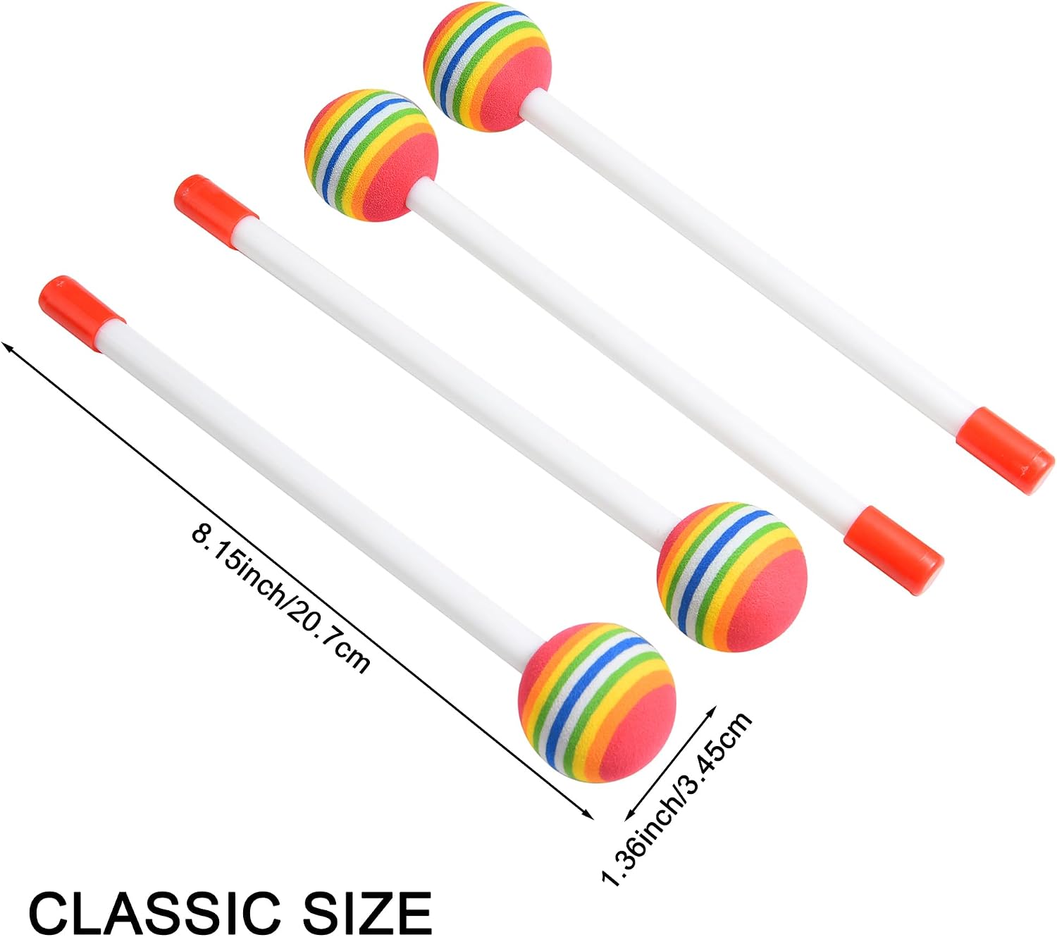 HILAZA 10 Pieces Drum Sticks Rainbow Lollipop Drumsticks Soft Foam Head Xylophone Percussion Mallets image 2