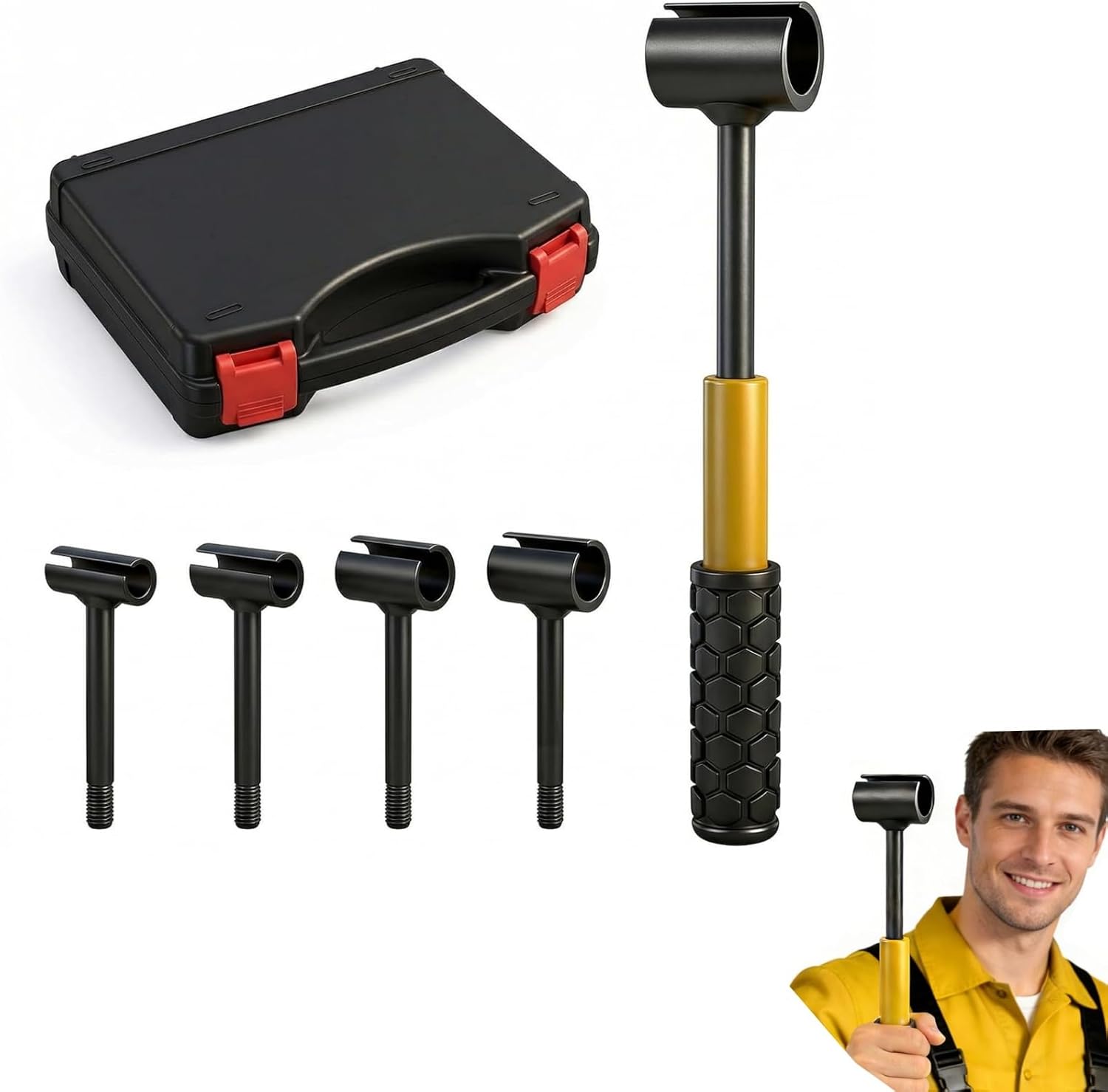 4 in 1 Door Hinge Adjustment Tool With Box, Heavy Duty Door Hinge Wrench, Multi-Size Door Gap Adjustment Tool with Non-Slip Handle, Hinge Doctor Wrench for Residential and Commercial Doors, Cabinets