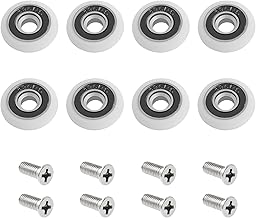 8-Pack Shower Door Rollers with M5 Screw - White Curved Door Runner with Eccentric Wheel Parts - Replacement Shower Wheels and Rollers for Sliding Glass Doors - 19mm