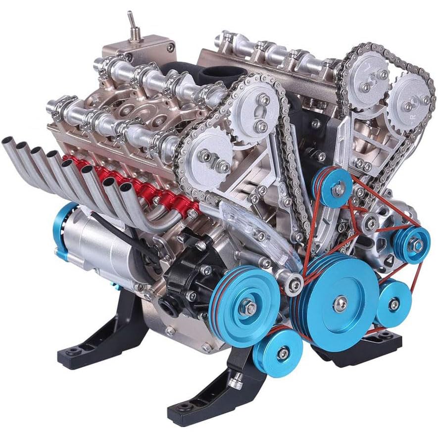 V8 Engine Model Kits for Adults, Metal 8-cylinder Simulated Engine Model with Working Function, Mechanical Engine Science Experiment Physics Toy, for Children & Adults
