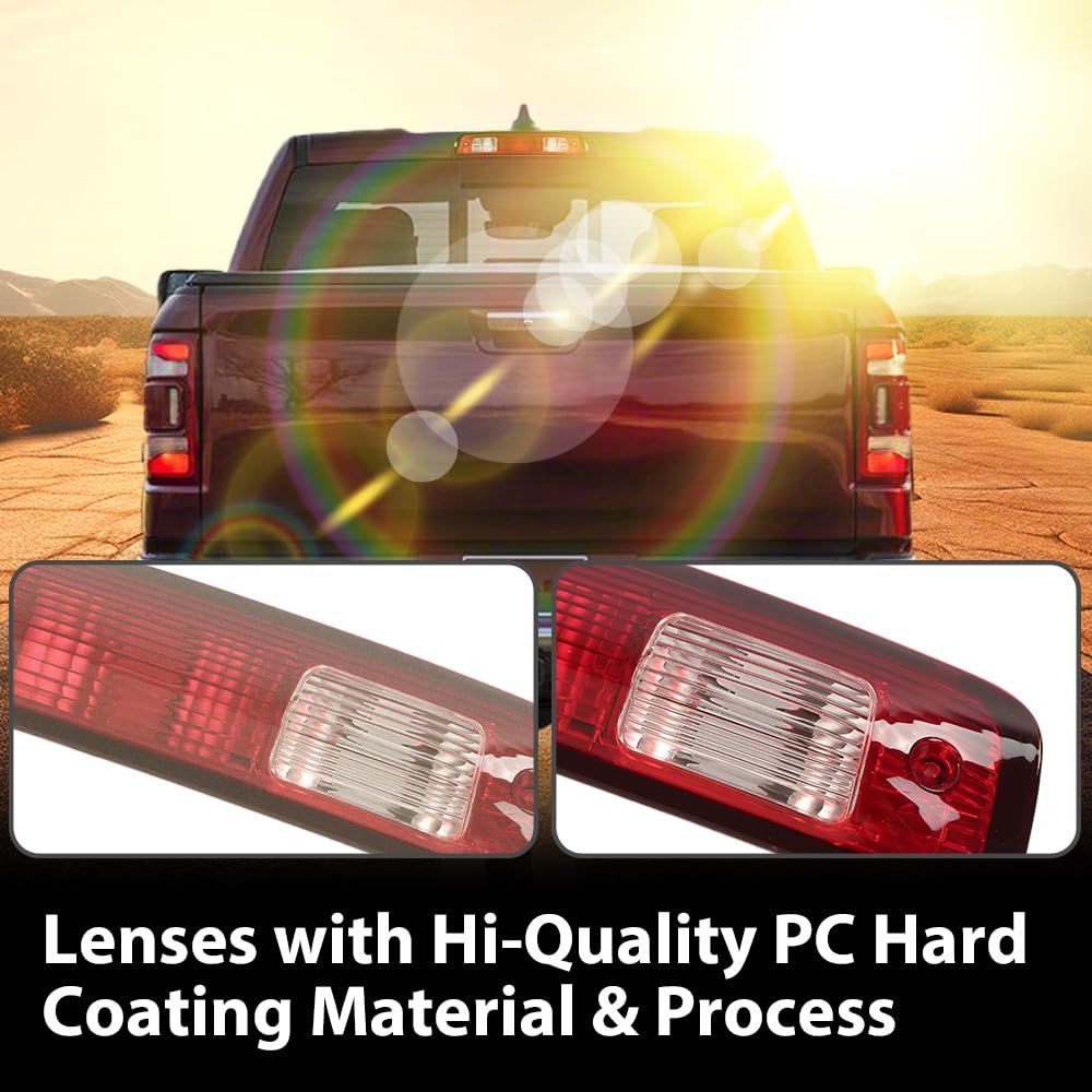 CHEDA Third 3rd Brake Lights Red Compatible with Dodge Ram 2500 3500 2010-2017/ Fit Dodge Ram 1500 2009-2017, 923-270, 68412024AA