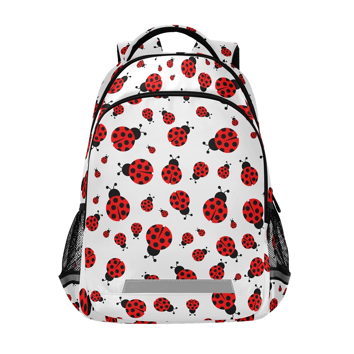 MNSRUU School Backpack with Chest Strap, Cute Red Ladybug Laptop Backpack, Travel Hiking Backpack for Boys Girls, Rucksack, Knapsack One Size