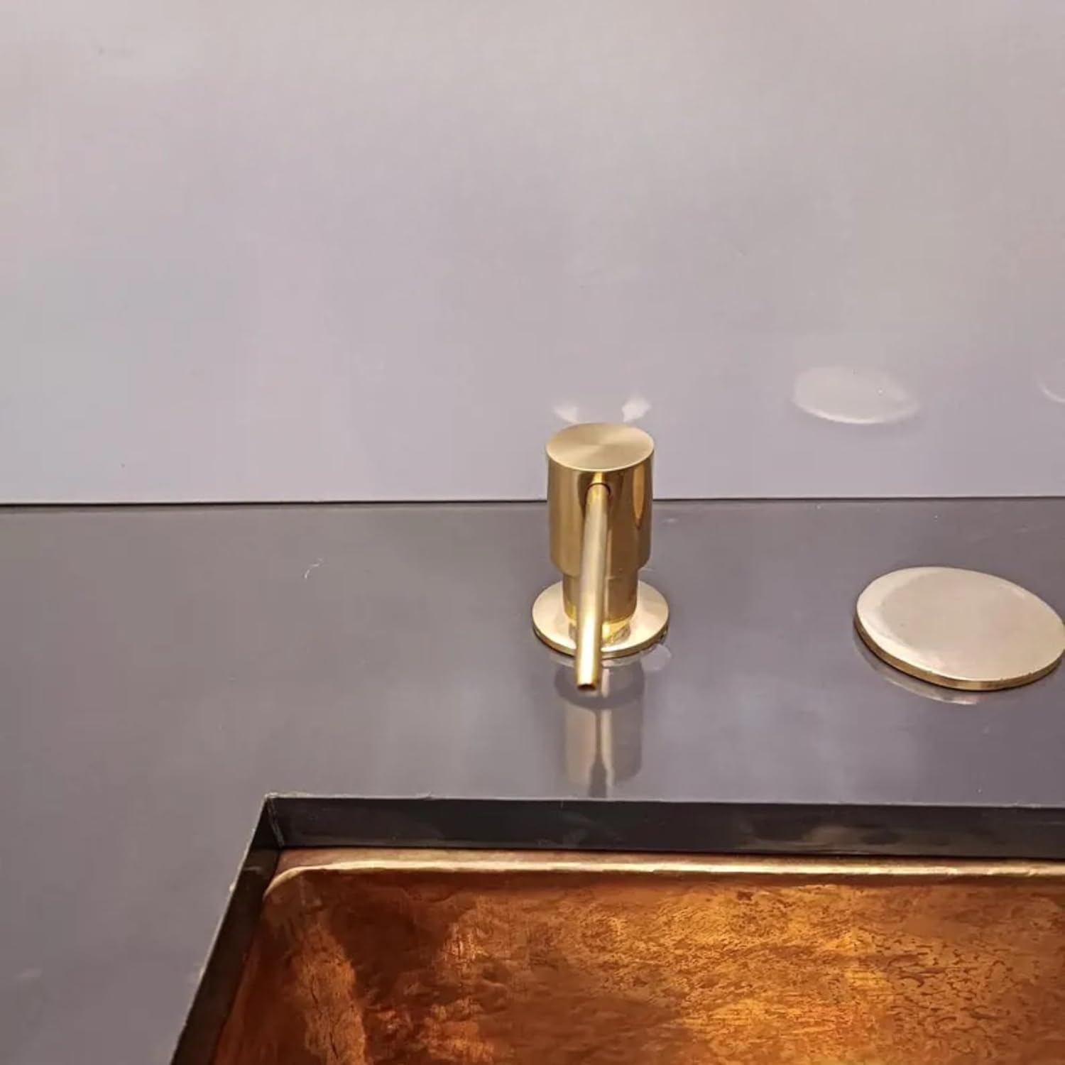 Uncoated Brass Built-in Soap Dispenser, Handmade Countertop Soap Dispenser, in Sink Liquid Dispenser