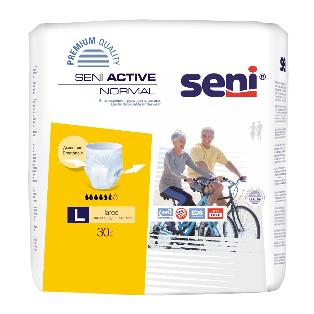 Seni Active Normal Breathable Adult Diapers | Weist Size (39"-53") |Wetness Indicator, Latex-Free, High Absorbency, Odor Control, Dermatologically Tested | Size Large | Pack of 1 | 30 Pcs-image-32