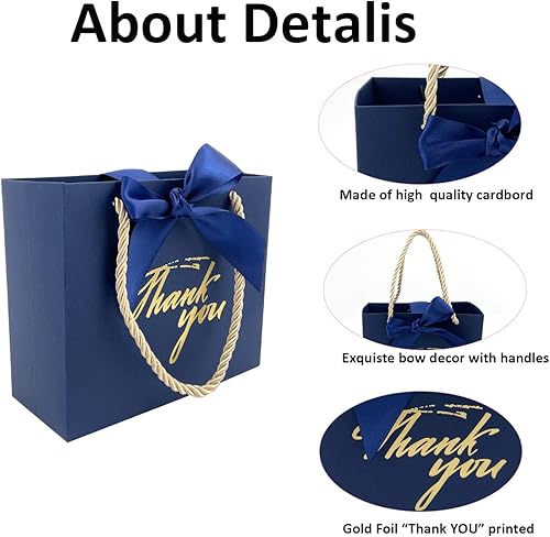 Miniatura 24 de TKSBAG Paquete de 50 bolsas pequeñas de regalo de agradecimiento con asas de 5.5 x 2.5 x 4.7 pulgadas, mini bolsas de regalo negras a granel