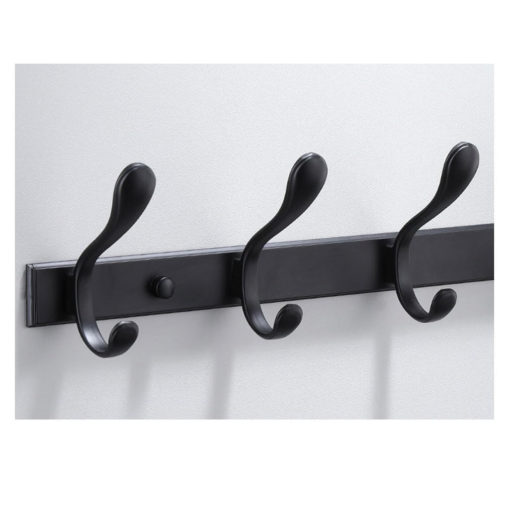 Lmysxaoz Black2 Vintage Metal Coat Rack Wall Mount, Aluminum Thickened Hooks Hanging Rail Antique Clothes Towel Racks For Bathroom Entryway Bedroom Behind The Door 8Hook