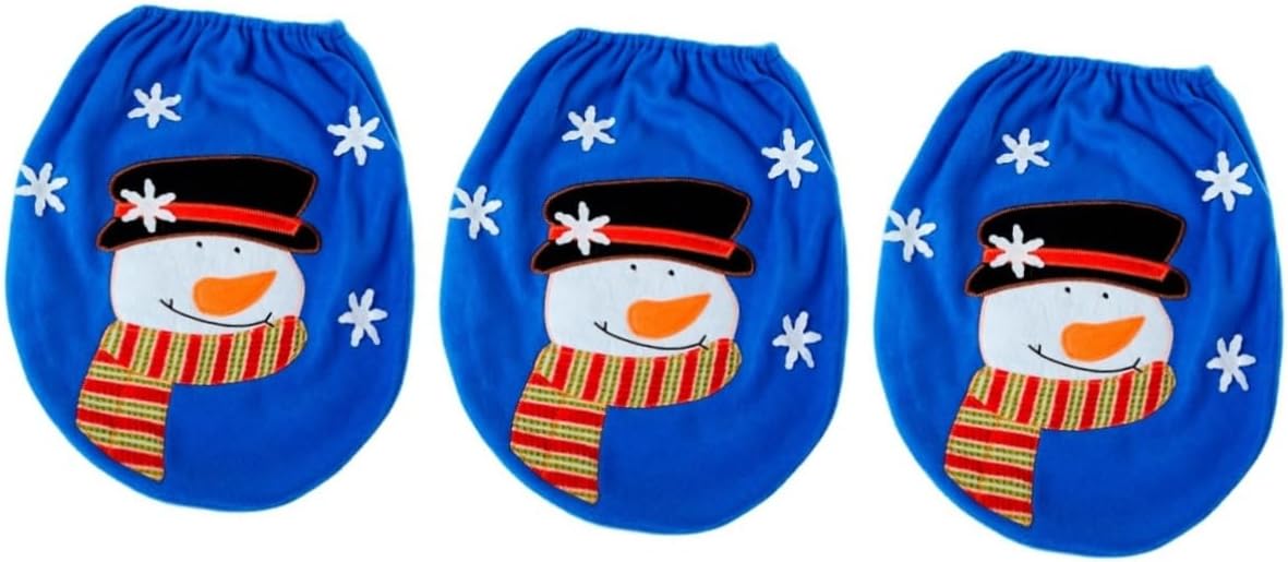 Veemoon Christmas-Themed Toilet Seat Cover - Holiday Bathroom Decor Soft Fabric 1 Pack Festive Red &