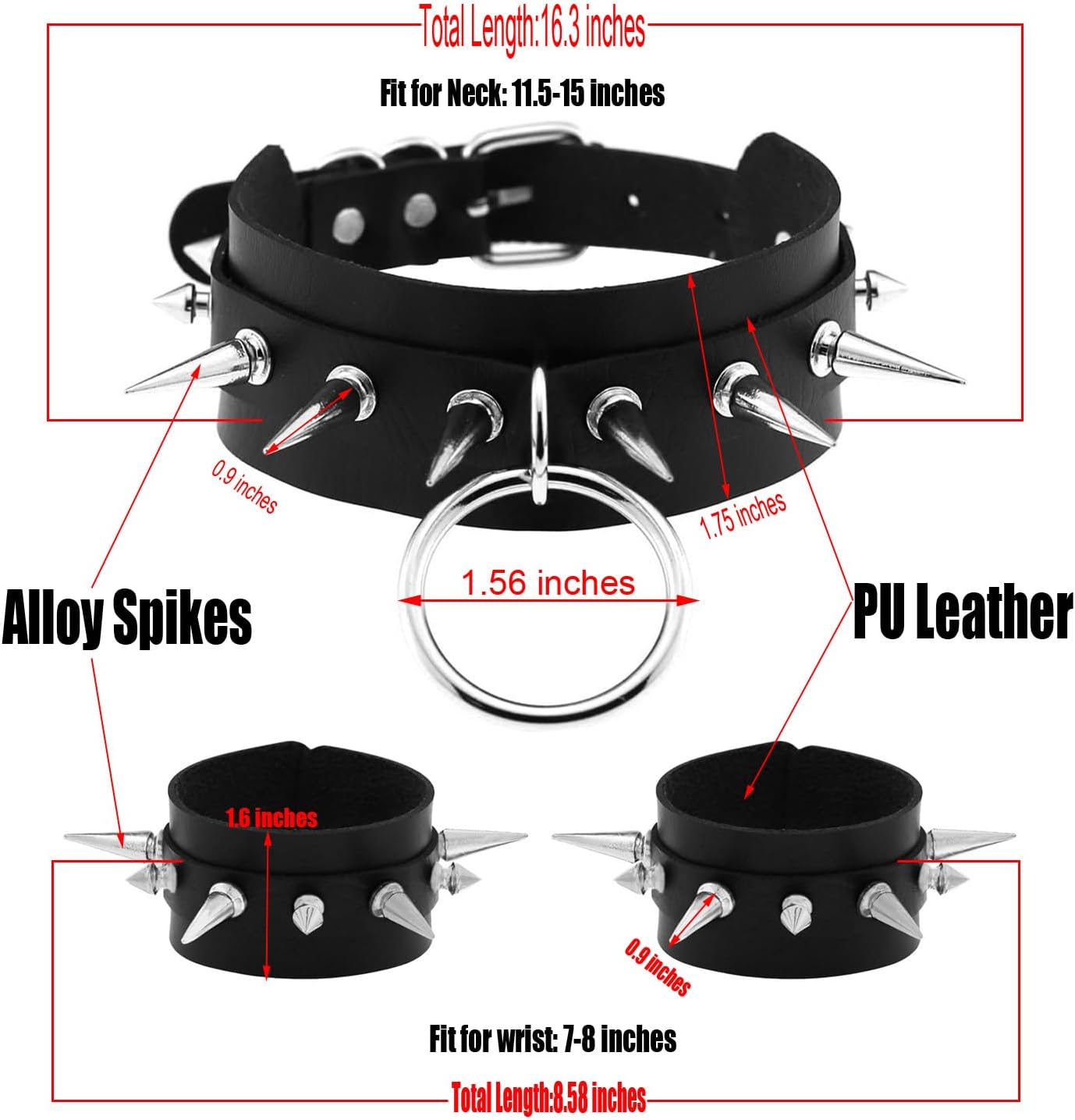 Edgy Punk Style Spiked Leather Choker and Bracelets Set Adjustable Gothic Collar with Matching Wristbands Vintage Jewelry Gift - Image 7