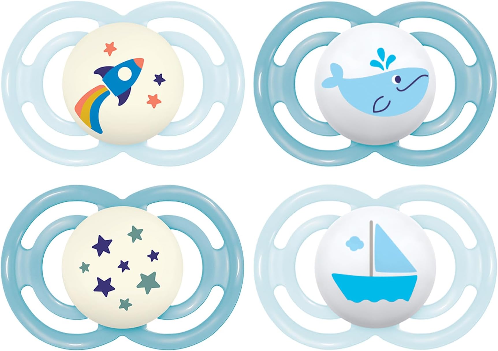 MAMPerfect Day & Night Dummy 16+ M (Pack of 4), Includes Transport and Sterilisation Box, Baby Dummy from 16 Months, MAM SkinSoft Silicone Teat, Pack of 4