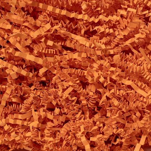 Wowxyz 1 LB Crinkle Cut Paper Shred Orange Crinkle Shredded Paper for Gift Baskets - Gift Box Bag Filler - Confetti Stuffing for Birthday Holiday Present Packaging Wrapping