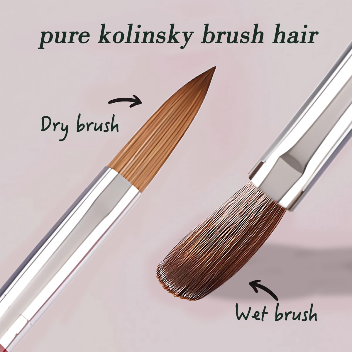 Acrylic Nail Art Brush, 100% Pure Kolinsky Hair Oval Nail Brush for Acrylic Application, Professional Nail Extension Manicure Tool Striping Nail Drawing Pen for DIY Home Salon (12#)