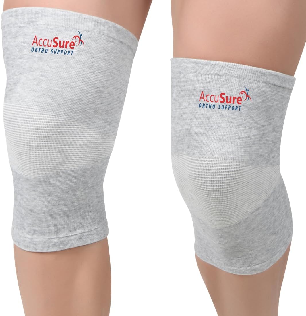 Bamboo Yarn Orthopedic Knee Support Cap Brace Sleeves Pair | Pain Relief & Compression Guard for Sports, Gym, Running, Cycling | Knee Support for Men & Women โ Large