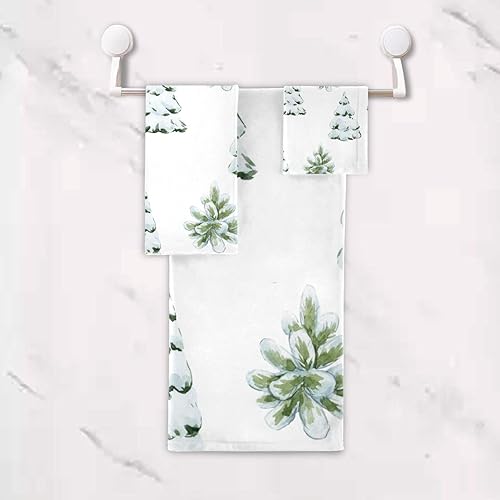 Miniatura 5 de Juego de 3 toallas de baño para árbol de Navidad, toallas de baño suaves y absorbentes, para decoración del hogar, hotel, baño