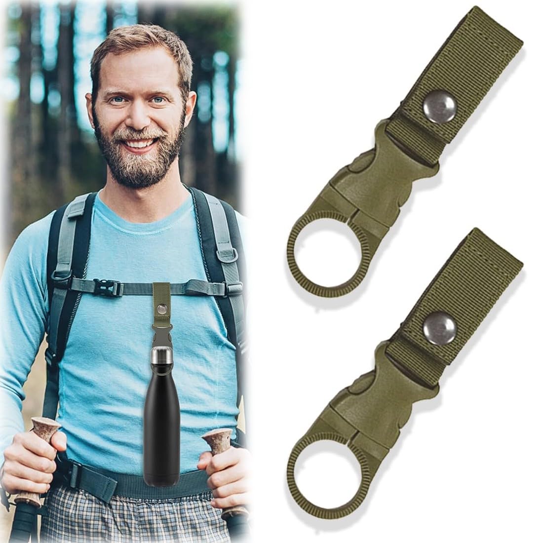 Portaborraccia A Clip - 2 Pezzi Con Gancio Per Cintura, Per Escursionismo E Sport - Foto 2