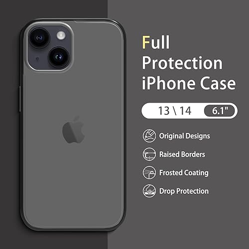 Miniatura 2 de Funda rígida para iPhone 13 iPhone 14 protector de lente de 0.2 pulgadas protección de grado militar de 6.6 pies Funda translúcida mate delgada a