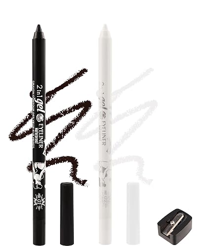 Lestpola Waterline Gel Eyeliner Pencil Black White Matte Cream Eye Liner Waterproof 2Pcs
