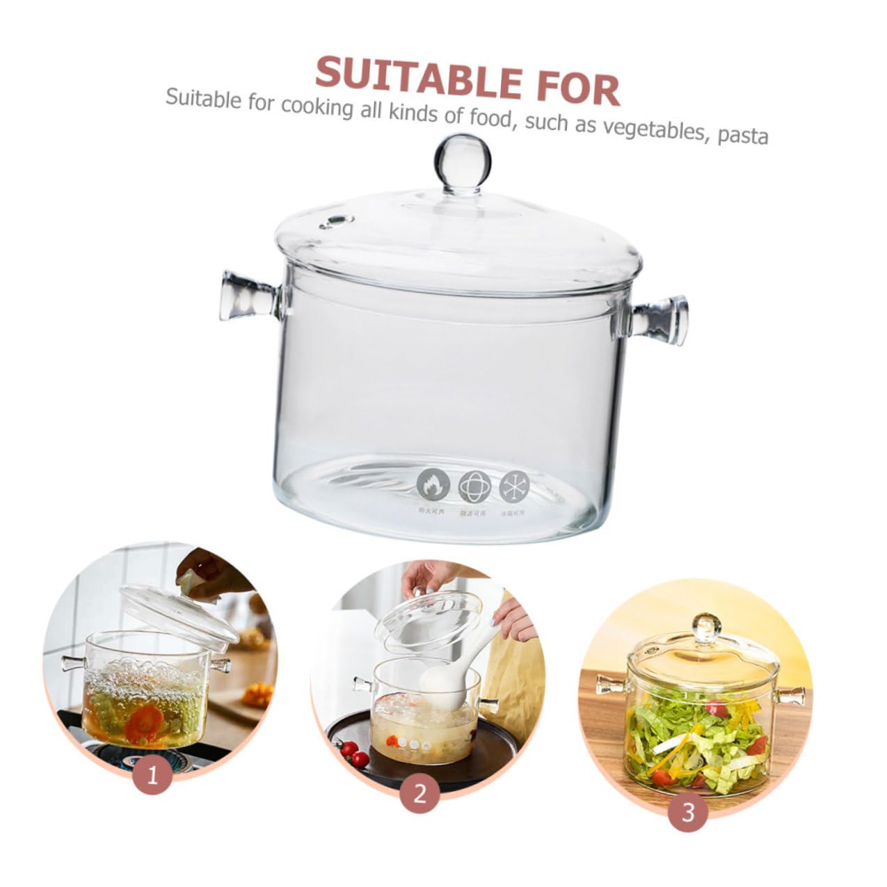 VANZACK 1500ml Glas Schüssel mit Deckel Hitzebeständig Klarsichtiger Glasbehälter Mikrowellengeeignet für Salat und Aufbewahrung in Küche