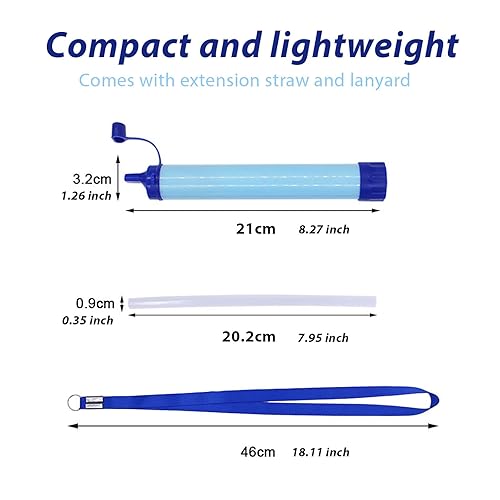Miniatura 6 de Paquete de 2 popotes de filtro de agua personal MHarbor, equipo portátil de supervivencia de emergencia al aire libre para senderismo, camping,