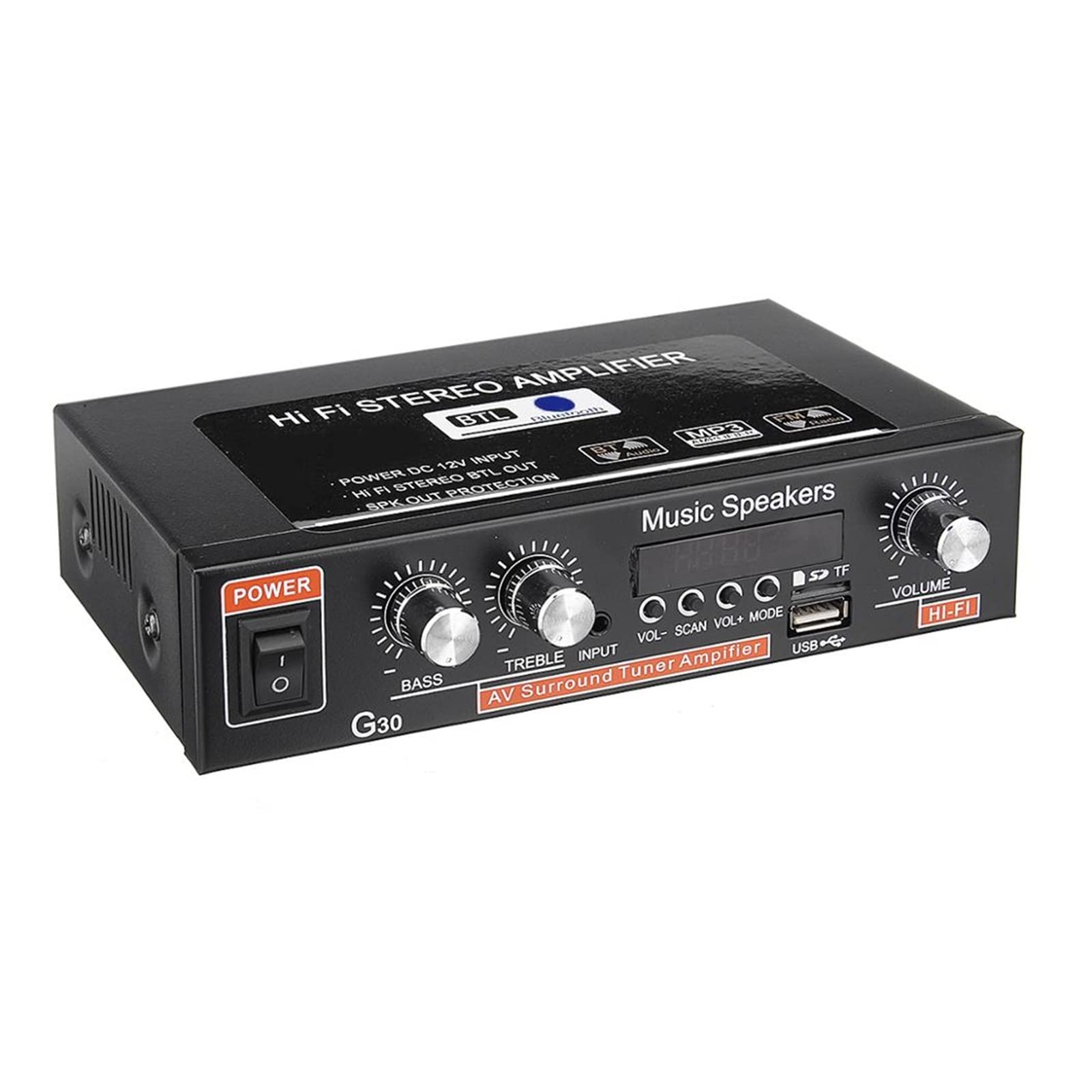 Amplificatore stereo Bluetooth auto Bluetooth HiFi Digital Audio Home Karaoke Power amp FM USB. Amplificatore auto auto con telecomando 90W + 90W(45WX2)