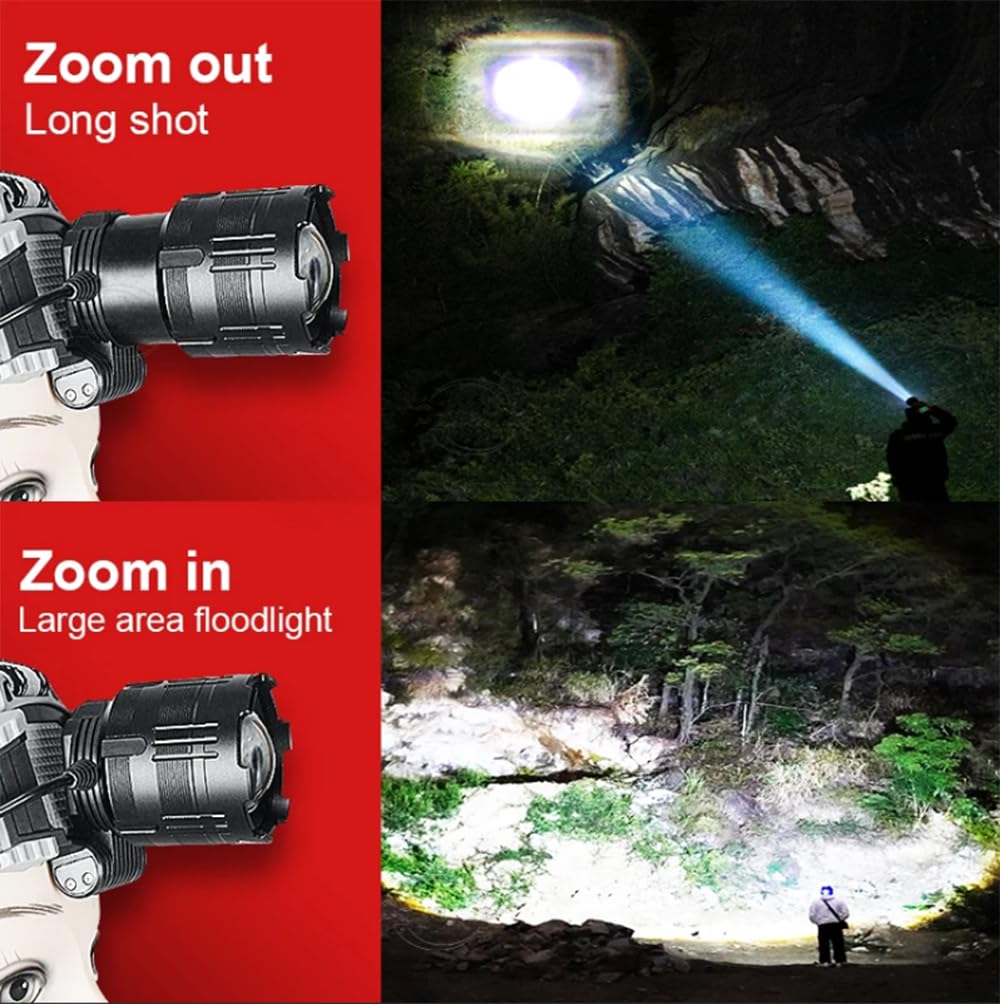Światło LED Reflektor Lampa ładowalna USB Ultra Jasna latarka czołowa Camping na zewnątrz Reflektor