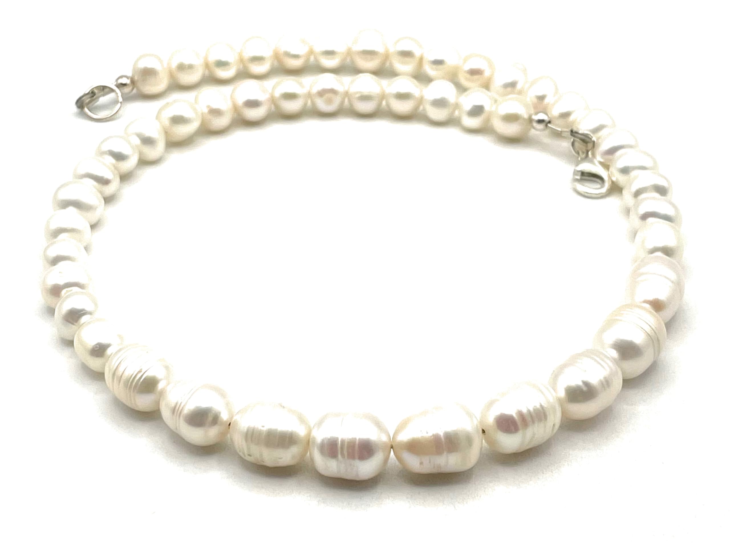 Weiße Perlenkette, 925 Sterlingsilber-Choker, echter Edelsteinschmuck, klassischer Stil, Geschenk für sie, Juni Geburtsstein