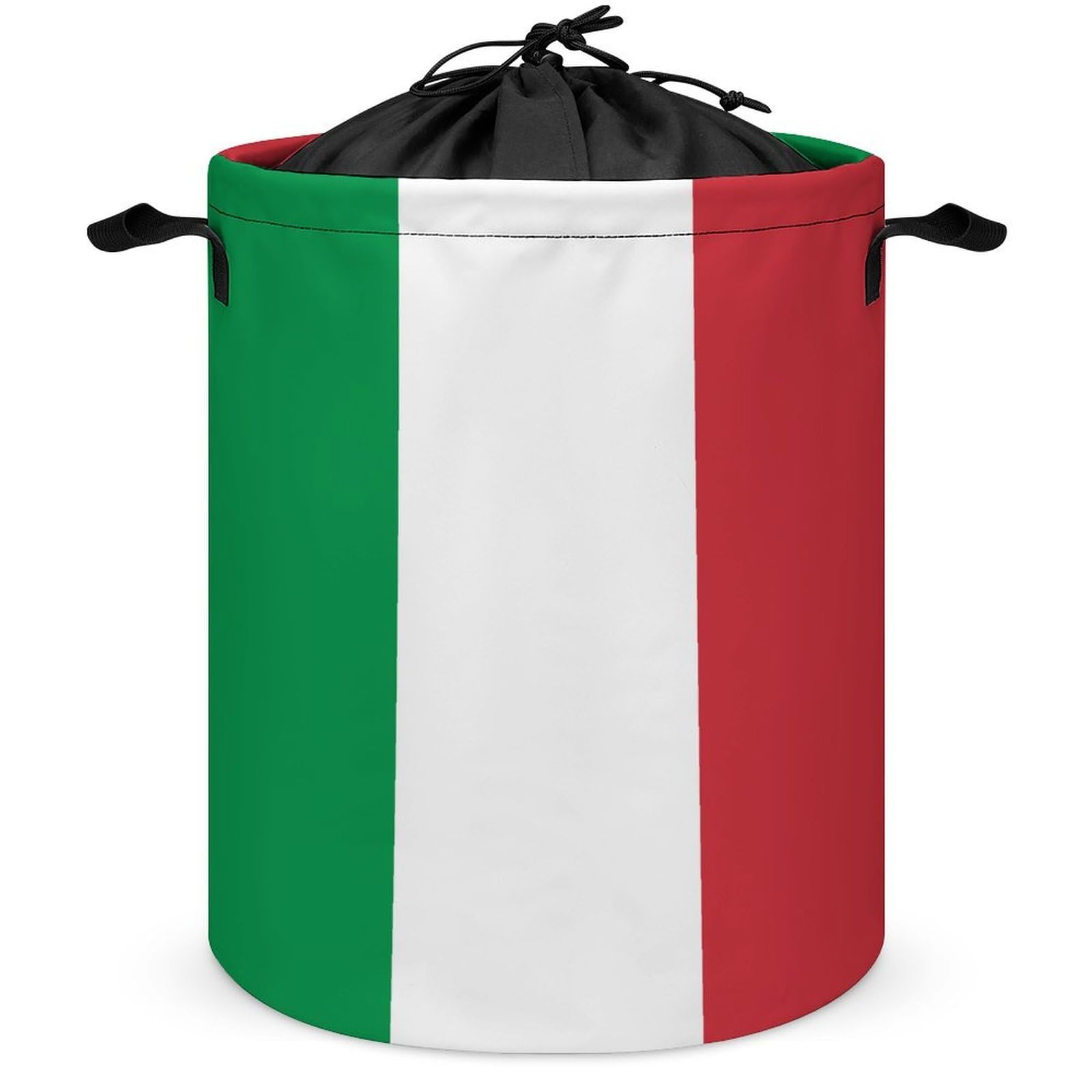 Qjjinxior Drawstring Laundry Hamper, Italy Flag Laundry Basket, Washing Basket with Handle