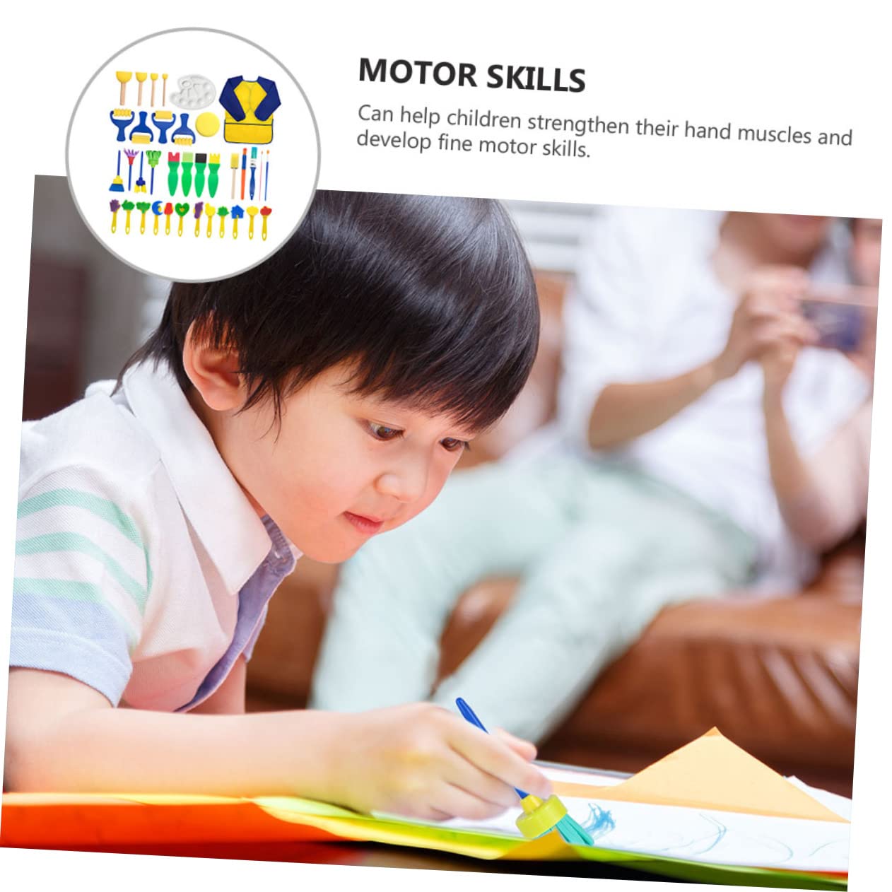BESTonZON Pennelli per Pittura Strumenti per Attività Creative Design Ergonomico per Presa Colori Lavabili per Ragazzi Kit Completo