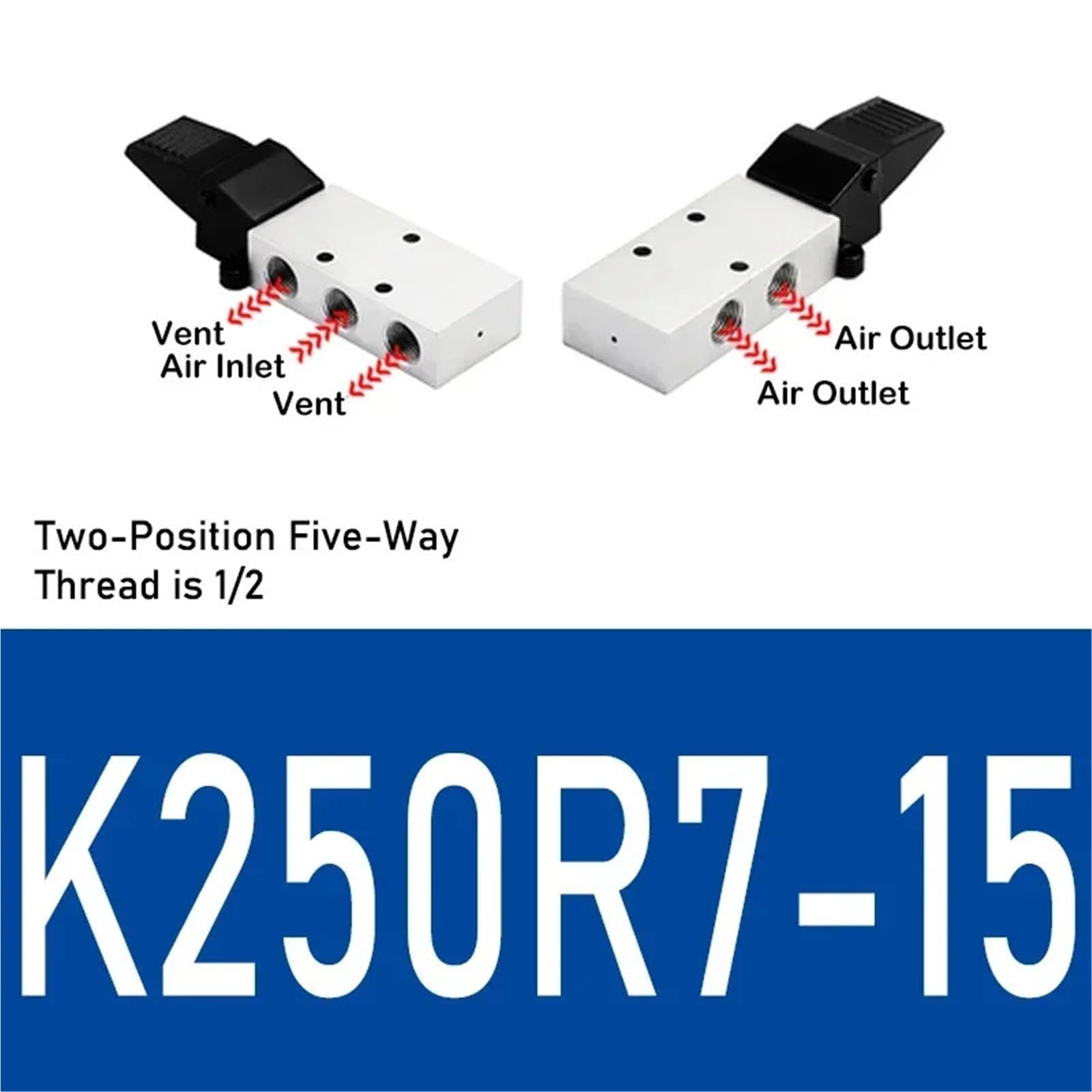 Valvola a pedale pneumatica a due posizioni, a cinque vie K25R7-8/15, a due posizioni, a tre vie K23R7-8 ST402/403, interruttore a pedale 1/4 3/8"(K250R7-15)
