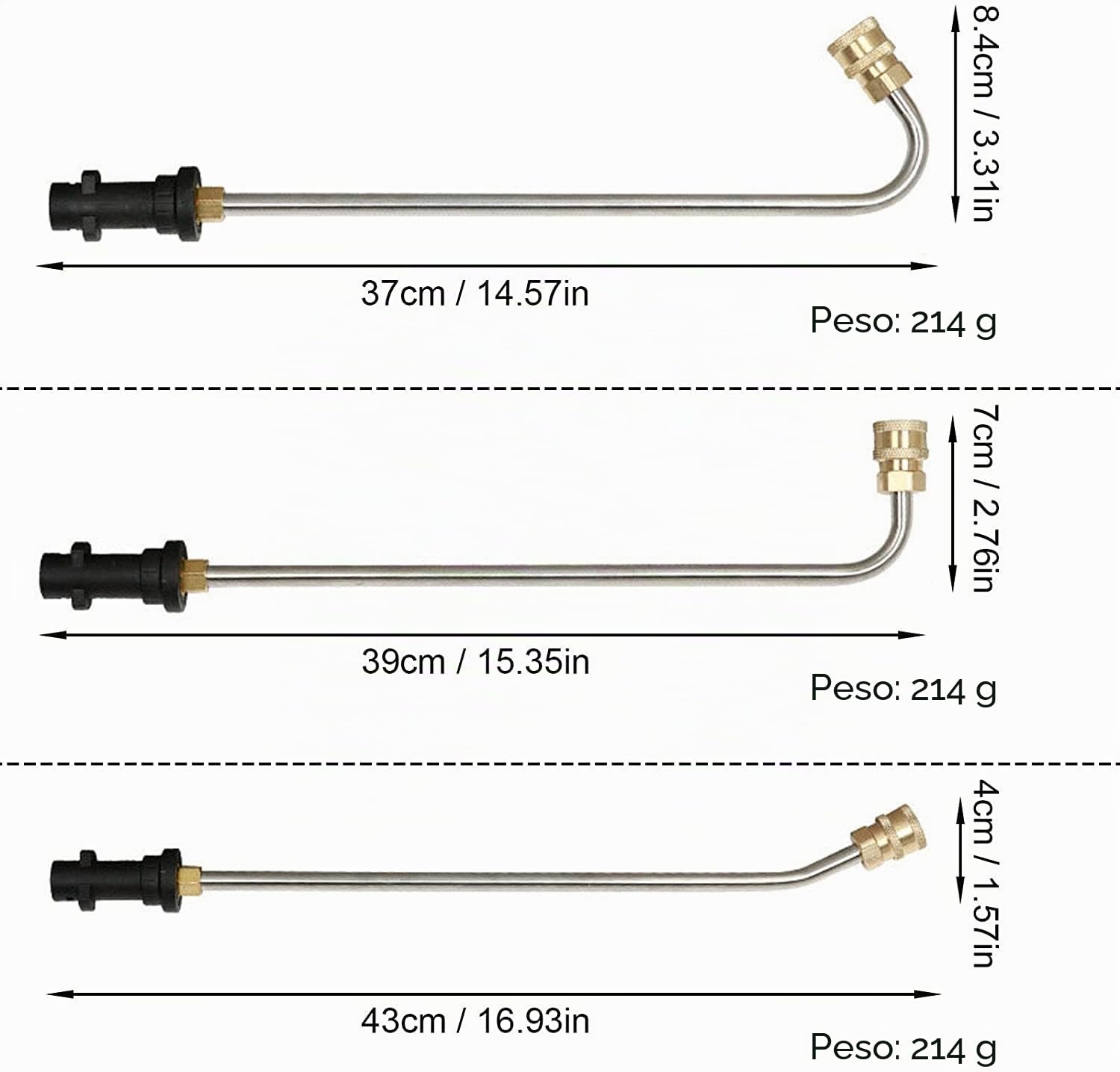 Herramientas limpieza canalones para Karcher K2 K3 K4 K5 K6 K7, varilla extensión lavado a presión Lanza limpiador canalones con 5 boquillas pulverización lavadora a presión Limpiador(90 grados)