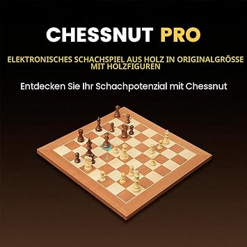 Chessnut Pro Electronic Chessboard Set Luxury Game with All Wooden Chess Pieces Detection - 55cm Tournament Size Board Set with Wooden Pieces for 1-2 Players Ages 6+