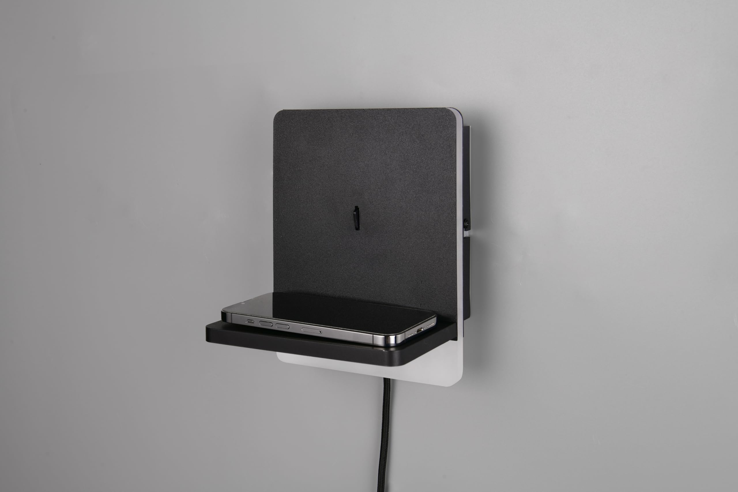 Trio Leuchten LED Wandleuchte Fairfield 248670132, Metall Schwarz matt, 9 Watt LED, induktives Ladefeld, USB Ladebuchse, dimmbar