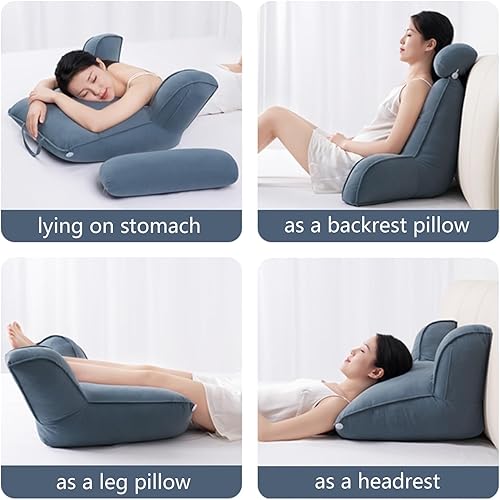 Miniatura 3 de Almohada de cama estándar con reposabrazos, respaldo para sentarse en la cama, leer y descansar en cama, almohada de respaldo de color sólido para