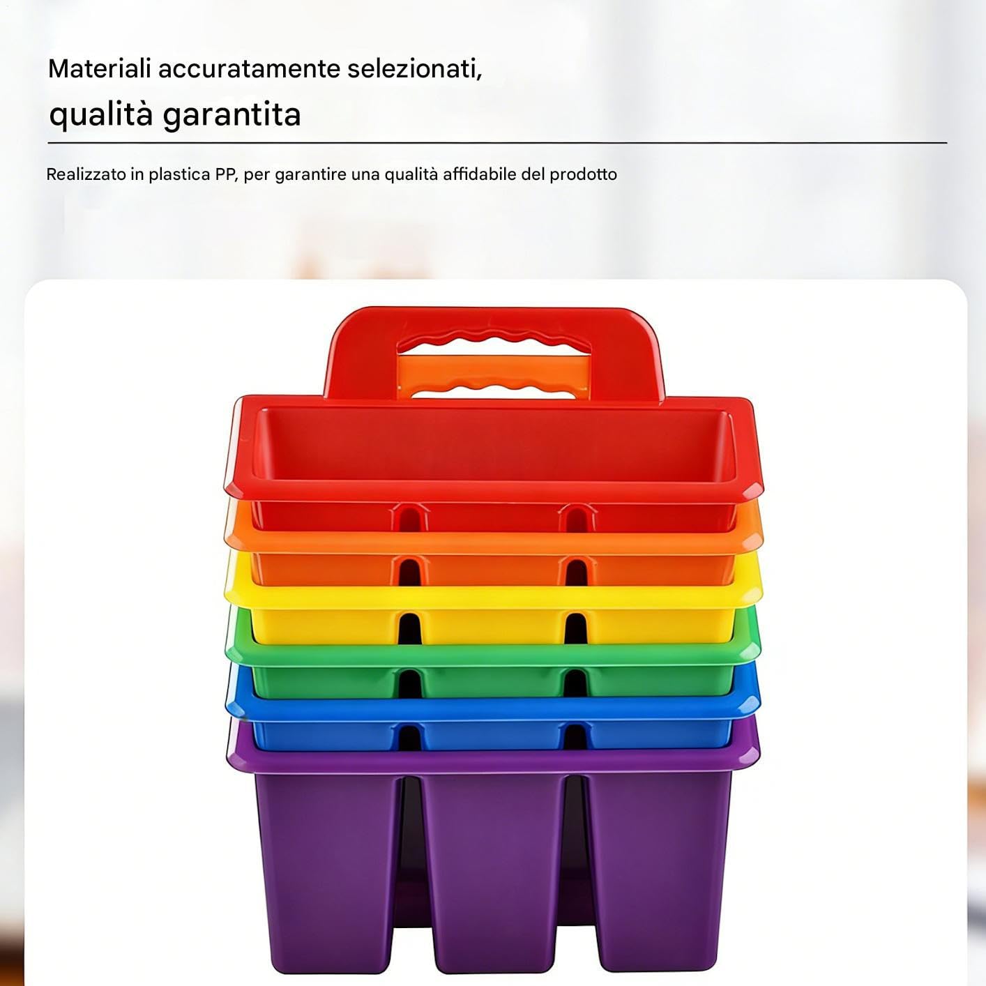 Portaoggetti da Scrivania Scomparti Multipli con Impugnatura Ergonomica | Cestini per Aula per Penne Matite Colori Camera da Studio Studenti Bambini Ragazzi