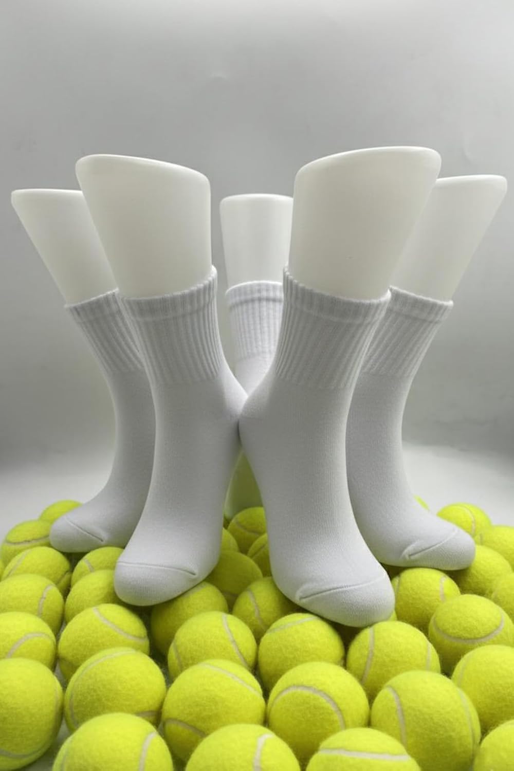 Unisex White Quarter Crew Tennis Socks College Style 6-Pair Set Cotton Blend Casual Socks Size 43-46 - White, 43-46