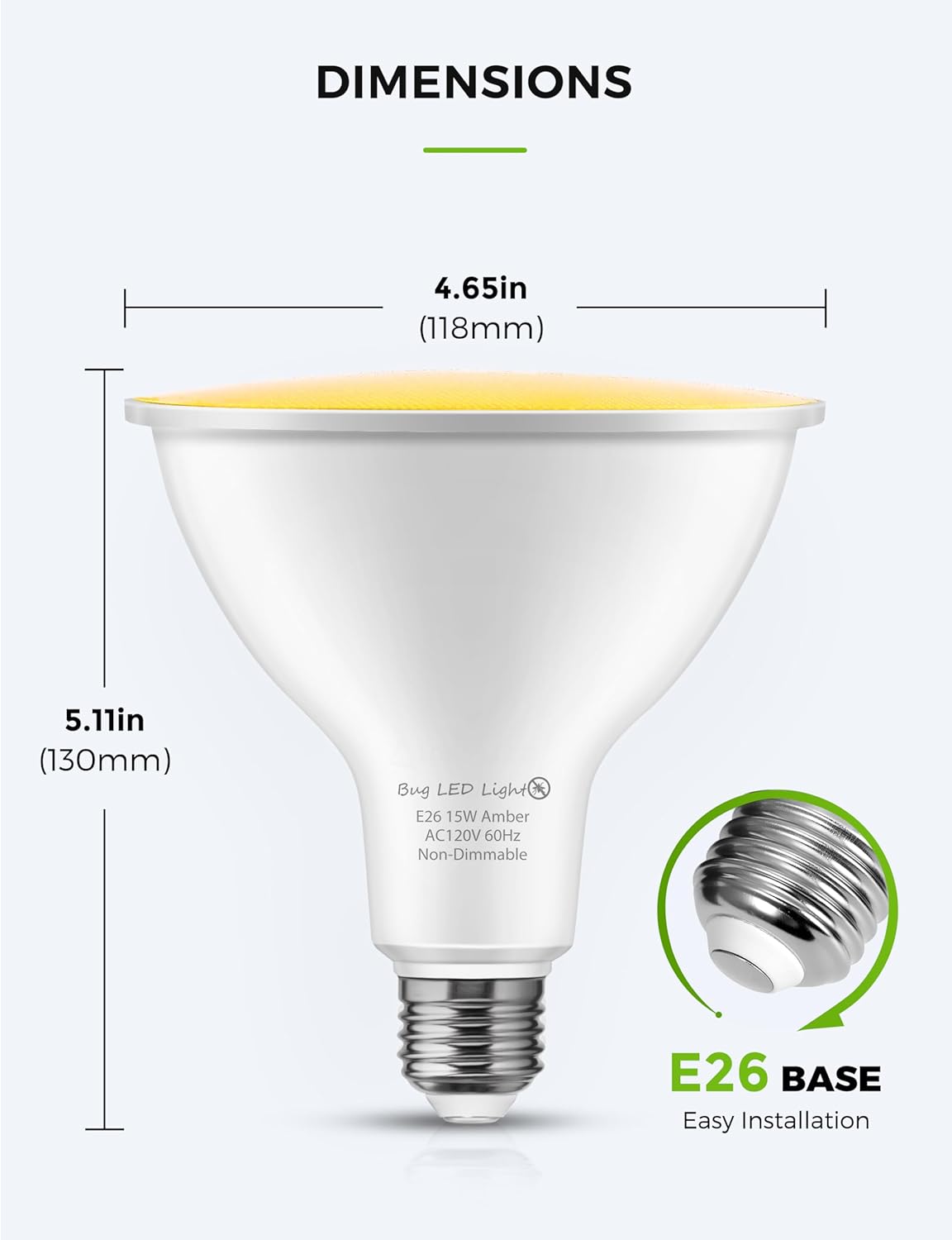 L LOHAS LED Yellow Bug Light Bulbs Outdoor, PAR38 LED Flood Light Outside, 150-200W Equivalent 2000K Non-Attracting, 15W 1100LM Non-Dim Amber Porch Lights, E26 Base for Patio, Backyard, Party 2 Pack