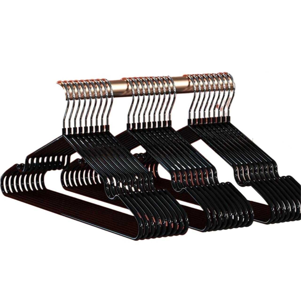 Bigbibi 10pcs Space-Saving Durable Hangers - No Shoulder Bump Suit & Dress Hangers for Adult Clothing(10pcs Black)