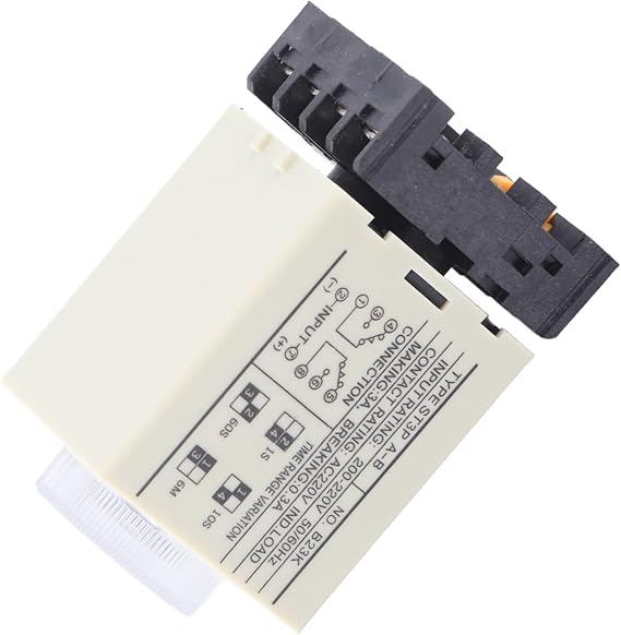 AC 220V Delay Timer Relay, ST3PA-B 0-10S Automatic Time Relay, Knob Control Time Delay Solid State Timer with Base