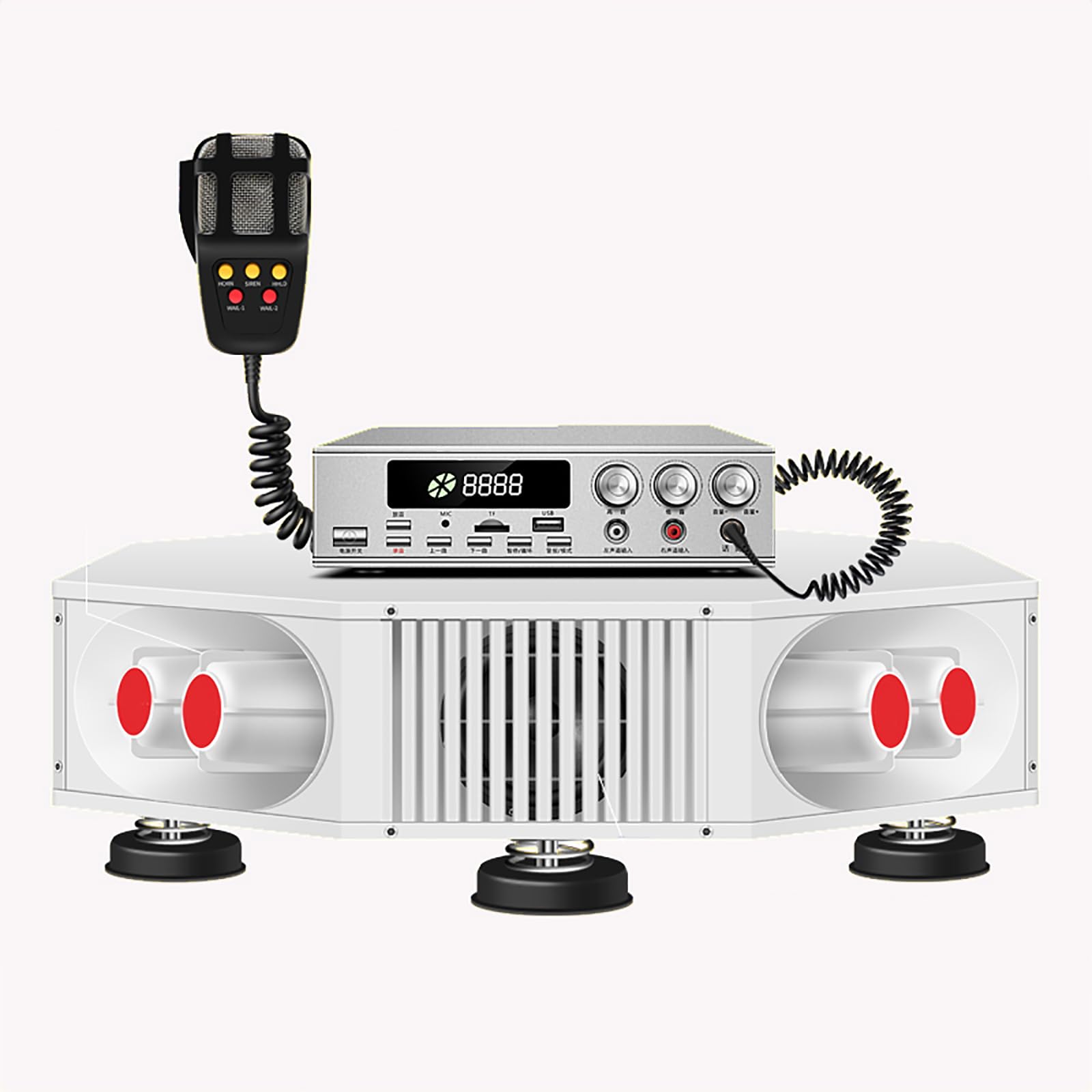 Mégaphone De Voiture, Haut-parleur Publicitaire Extérieur Sur Toit 1200 W Avec Amplificateur Bluetooth Et Mégaphone, 8 Tweeters + 4 Woofers, Prend En Charge L'enregistrement/lecture De Carte USB/TF