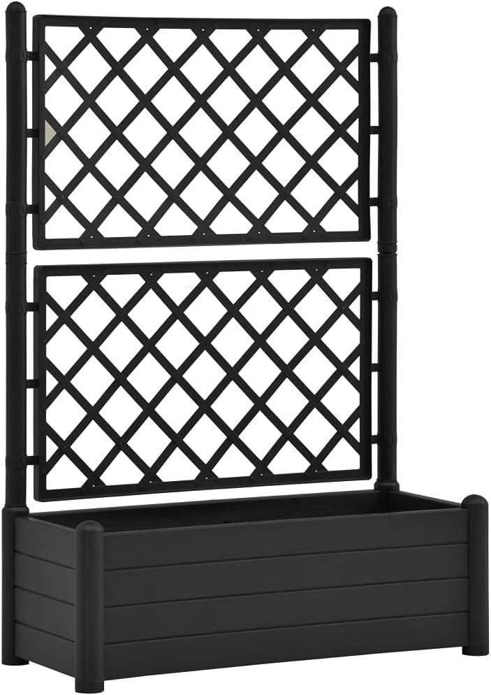 Garden Planter with Trellis,PP Planter with Trellis, Planter Box with Trellis, Raised Garden Bed Outdoor for Plants Hanging Flower Baskets, 39.4"x16.9"x55.9" Anthracite