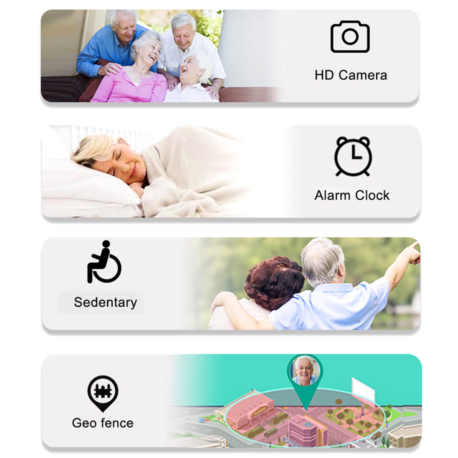 Hanging GPS Rilevamento Cadute Smart Watch Dispositivi di Allarme Caduta per Anziani Ip67 Smart Watch Videochiamate Contapassi SOS Messaggi Vocali Fitness Tracker Orologio per Demenza Alzheimer()
