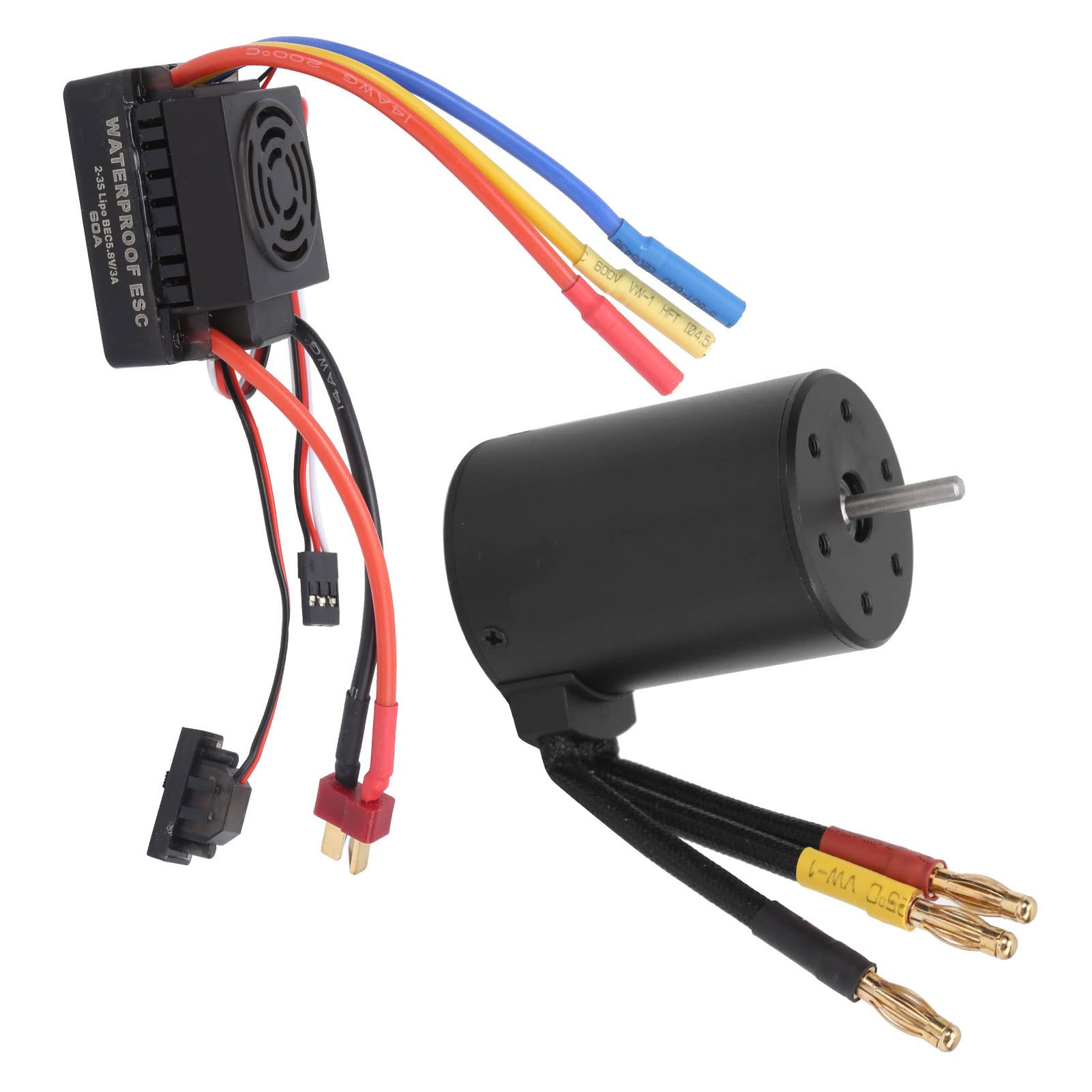 3650 3600KV Silnik bezszczotkowy 60A ESC T Plug Combo Set for 1/8 1/10 RC Car Parts