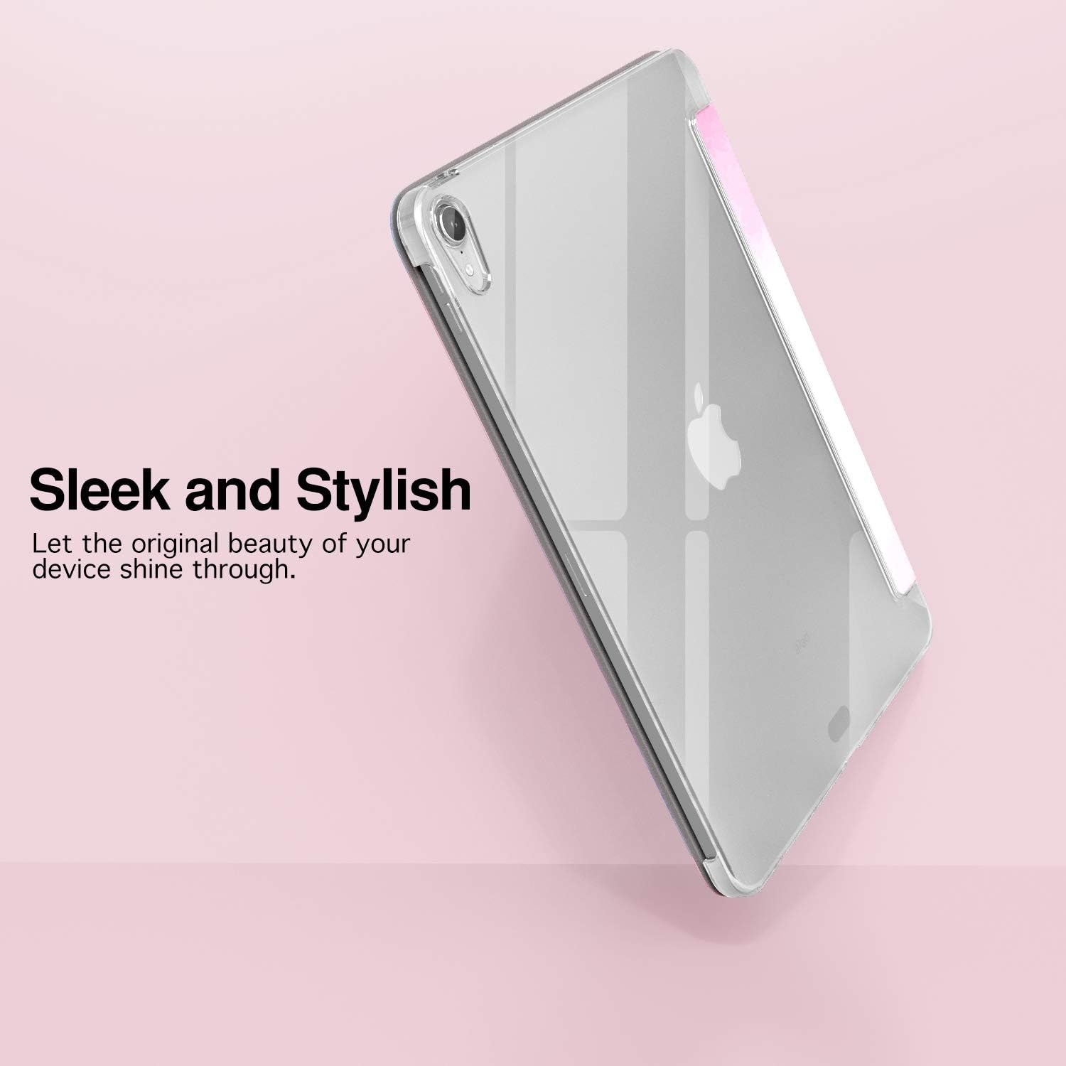 MoKo Case Fit iPad Pro 12.9" 2018 - Support Apple Pencil's Magnetic Charging - Slim Lightweight Smart Shell Trifold Stand Cover with Translucent Frosted Back, Auto Wake/Sleep - Water Color