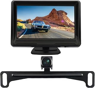 License Plate Backup Camera,Car RV Van Truck Rear View Front View Reverse Camera IP68 Waterproof HD Color 170 Degree Wide Viewing Angle IR Light Night Vision Guide Line Adjustable