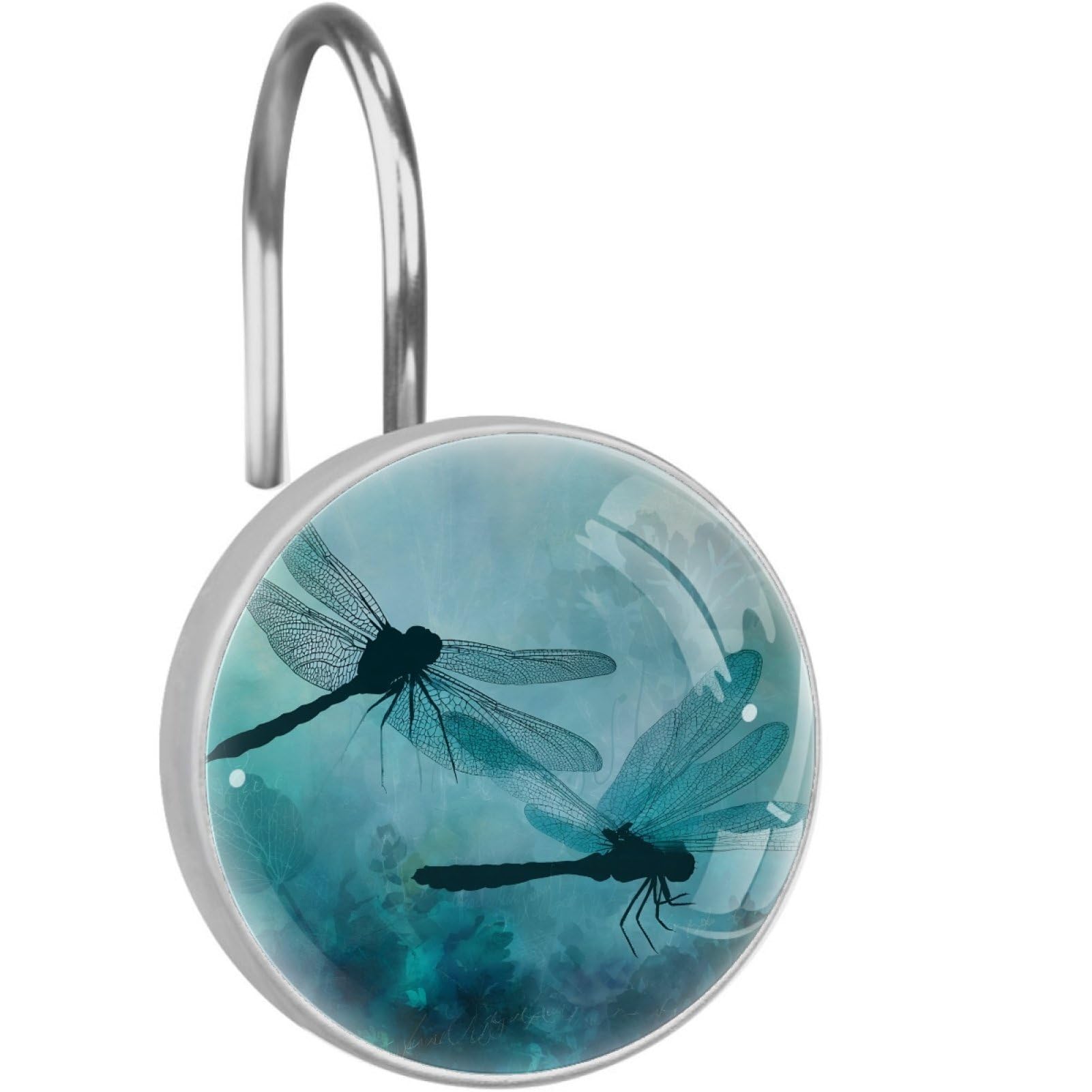 VAPOKF Shower Curtain Hooks, 12PCS Watercolor Dragonfly Shower Curtain Hook for Bathroom Decors Home Bedroom