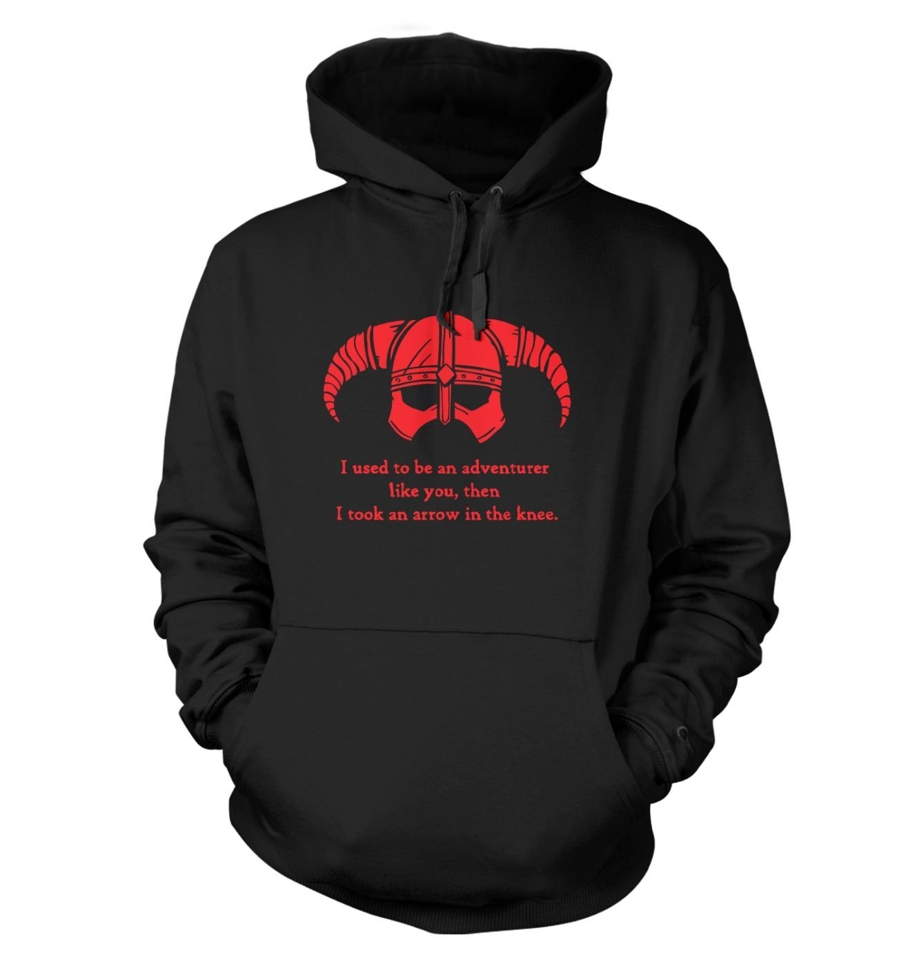 Arrow In The Knee (red Detail) Hoodie - Gaming Gamer Geek Hoodie - Jet Black
