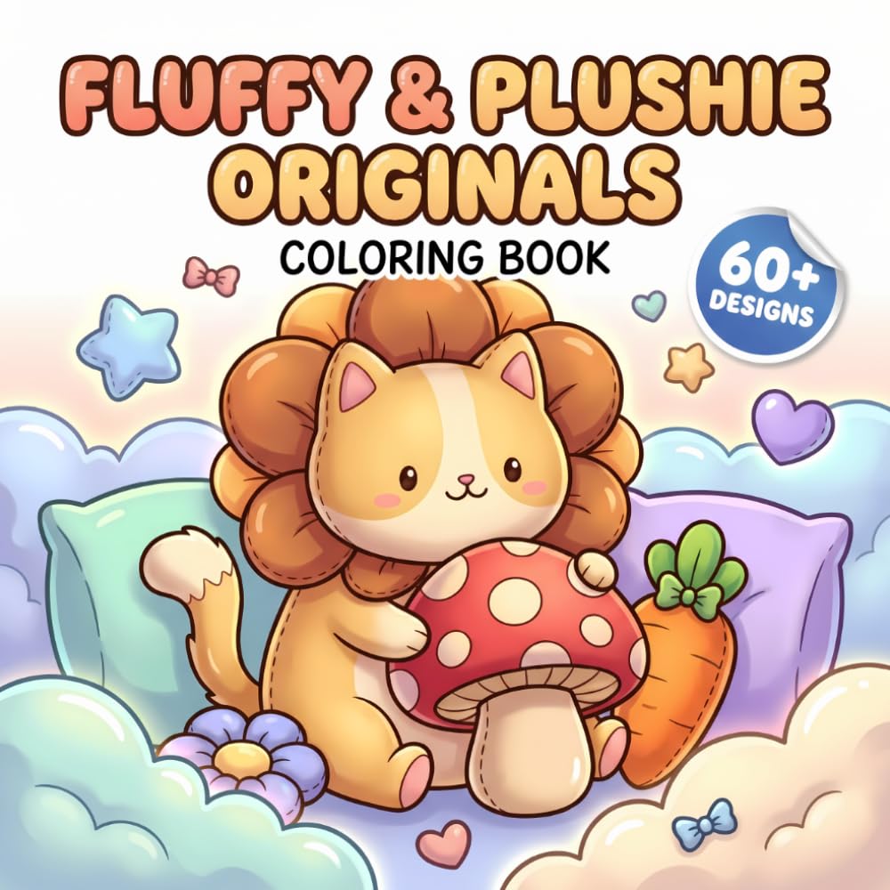 Fluffy & Plushie Originals: Fun Critter Coloring Book With Bold Easy Designs For Young Artists, Teens, Adults, And Cozy Relaxation