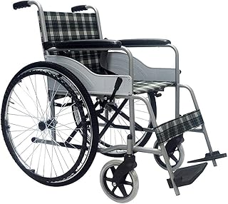 ZHongWei - Manual Silla de Ruedas Marco Reforzado de Acero Completo Neumático Plegable Ligero Neumático Old Man Scooter luz del Libro