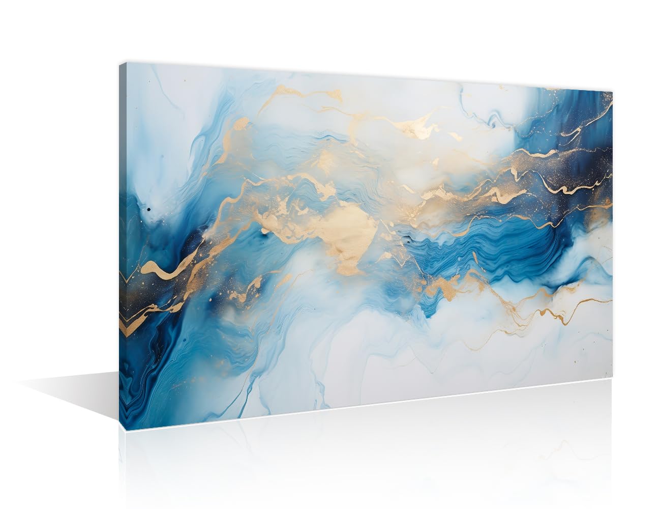 TISHIRON 1 Piece Watercolor Style of Marble Wall Pictures for Living Room Marble Texture Painting on Canvas Wall Decor Art Abstract Bedroom Wall Art Modern Artwork Framed Ready to Hang (24" Wx36 H) — image 1